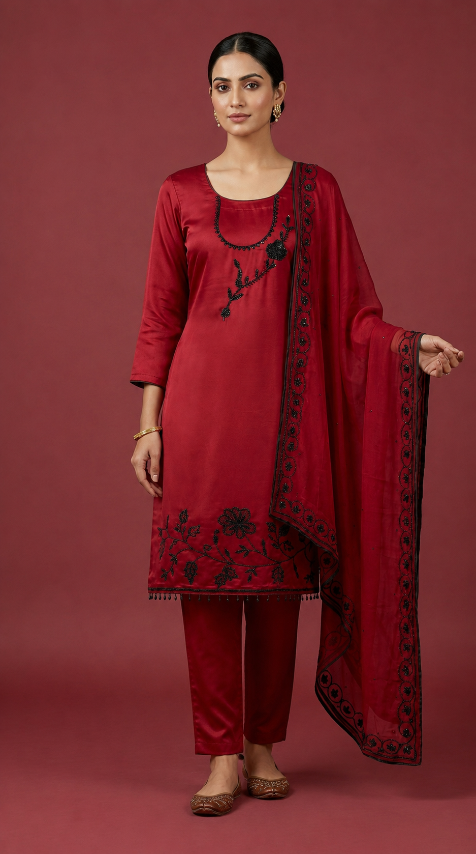 SS010 — Crimson Black Bead Floral
