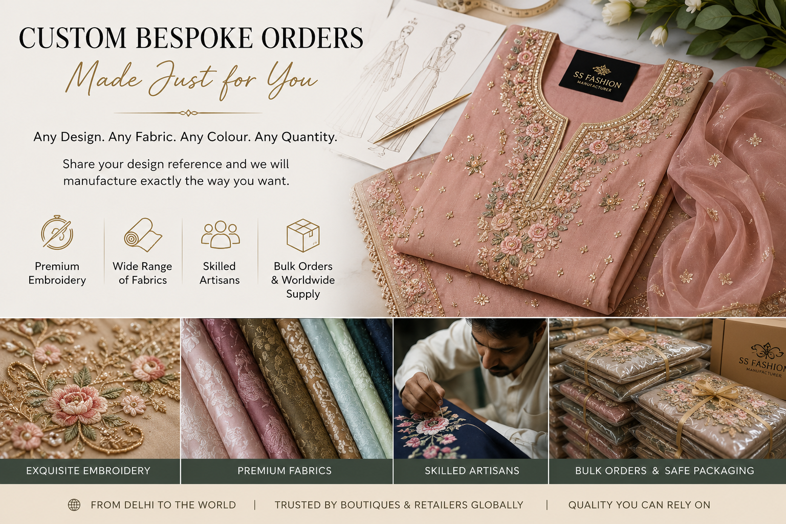 Custom Bespoke Order - Ladies Unstitched Suit
