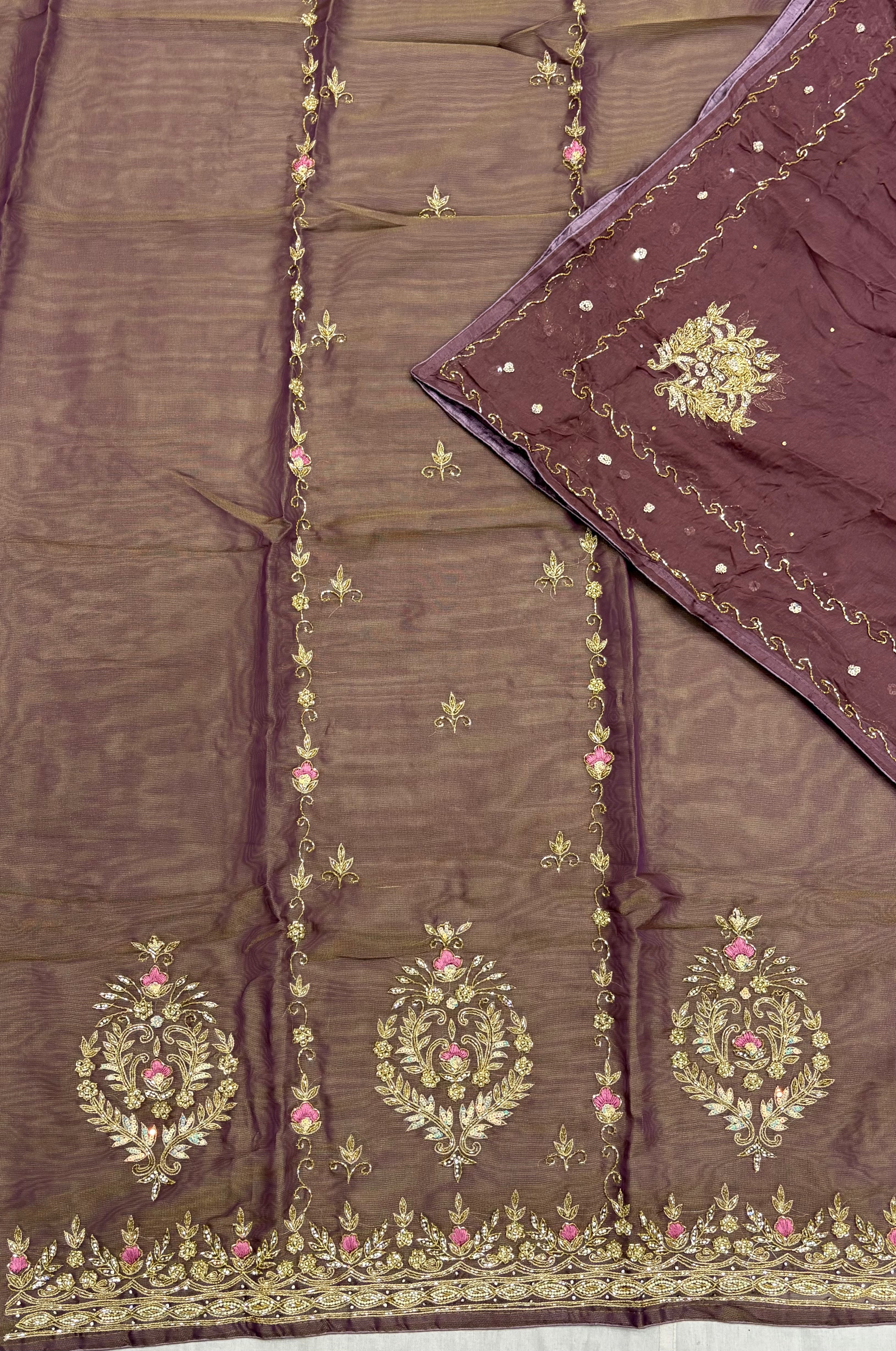 Embroidered Burberry Ladies Unstitched Suit