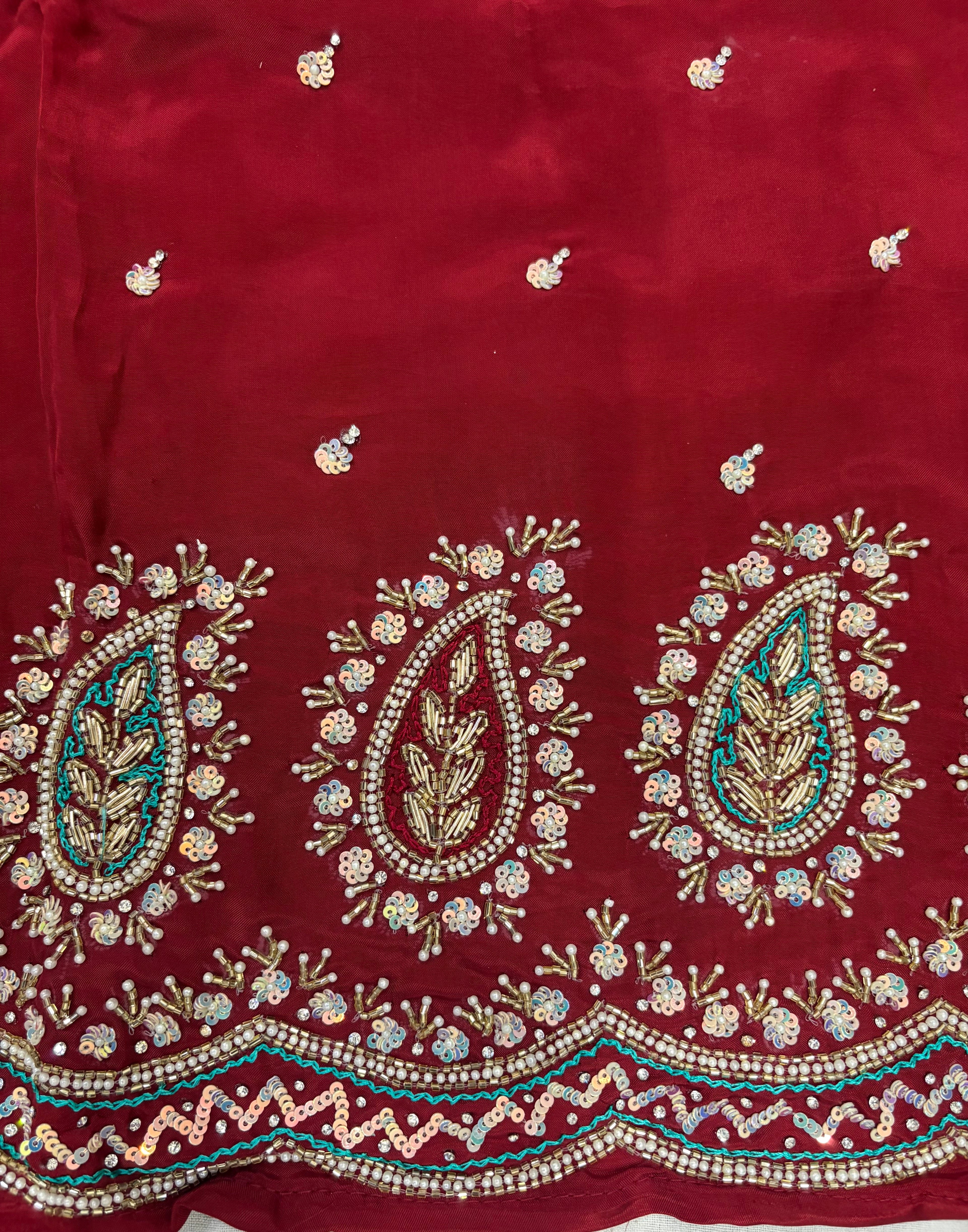 Heavy Paisley Embroidered Glass Cloth Ladies Unstitched Suit