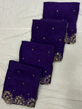 Royal Purple Zardozi Floral Glass Cloth Ladies Unstitched Suit