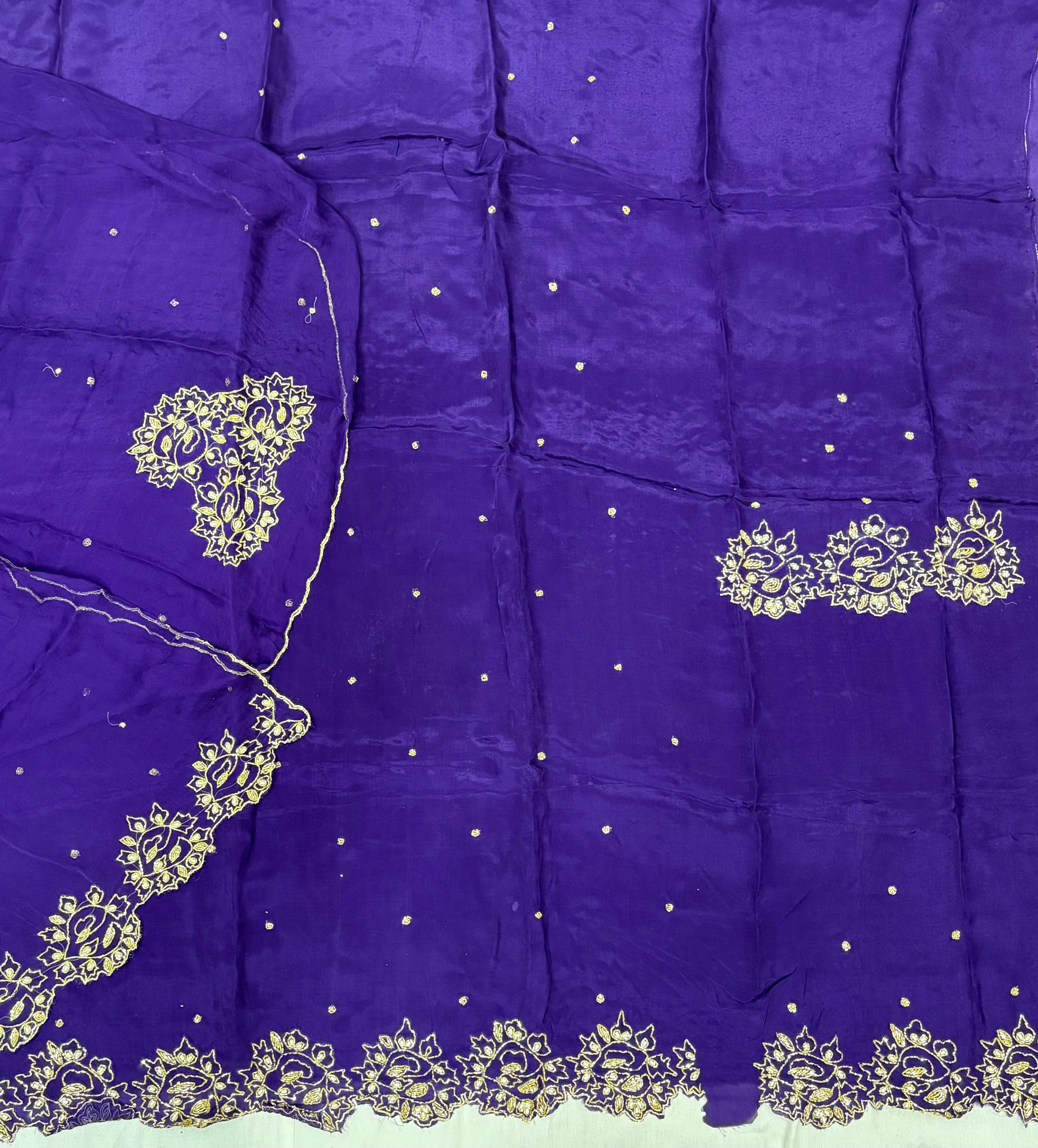 Royal Purple Zardozi Floral Glass Cloth Ladies Unstitched Suit