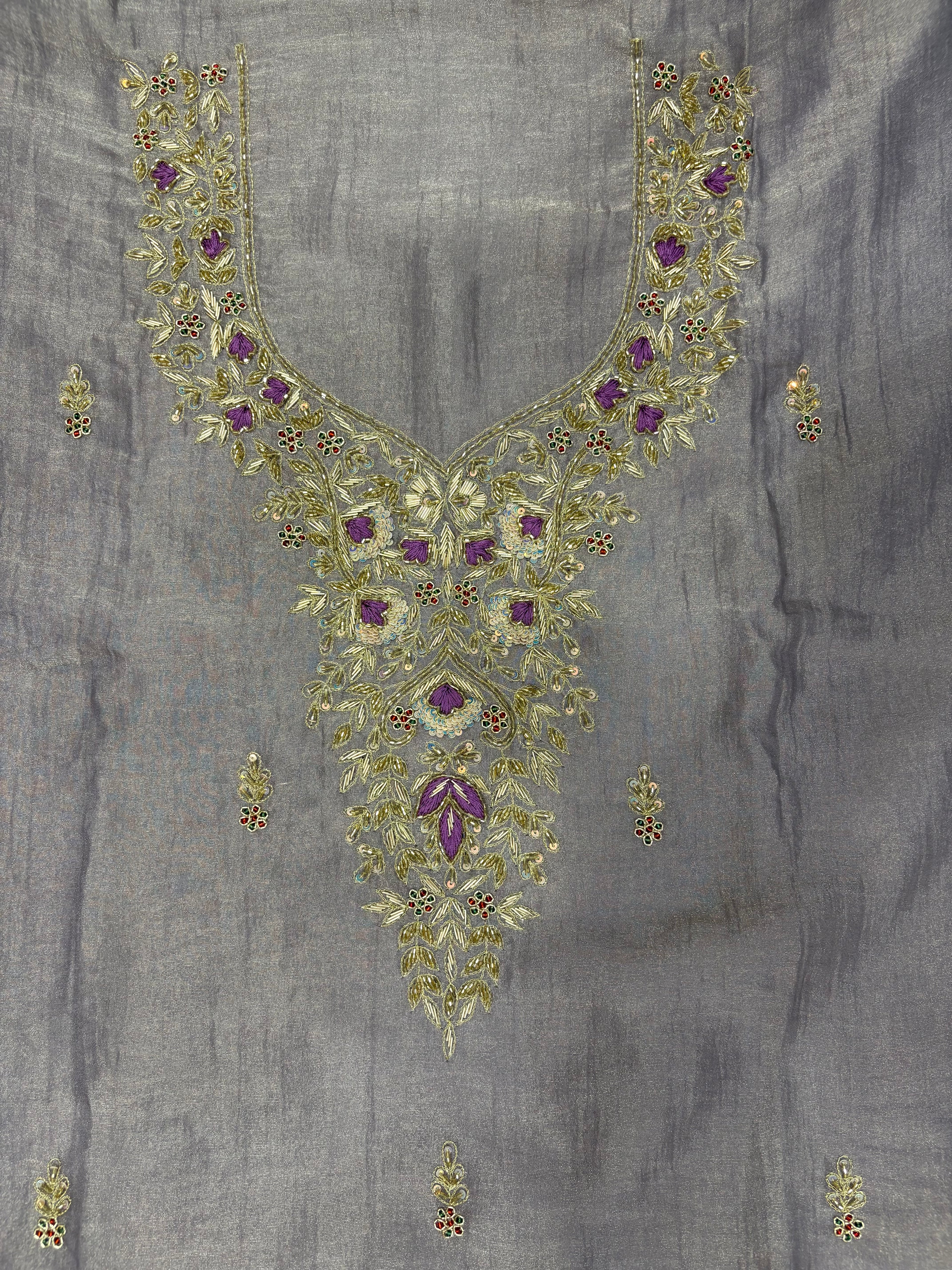Taneria Fabric 4-Sided Zardozi Embroidered Ladies Unstitched Suit
