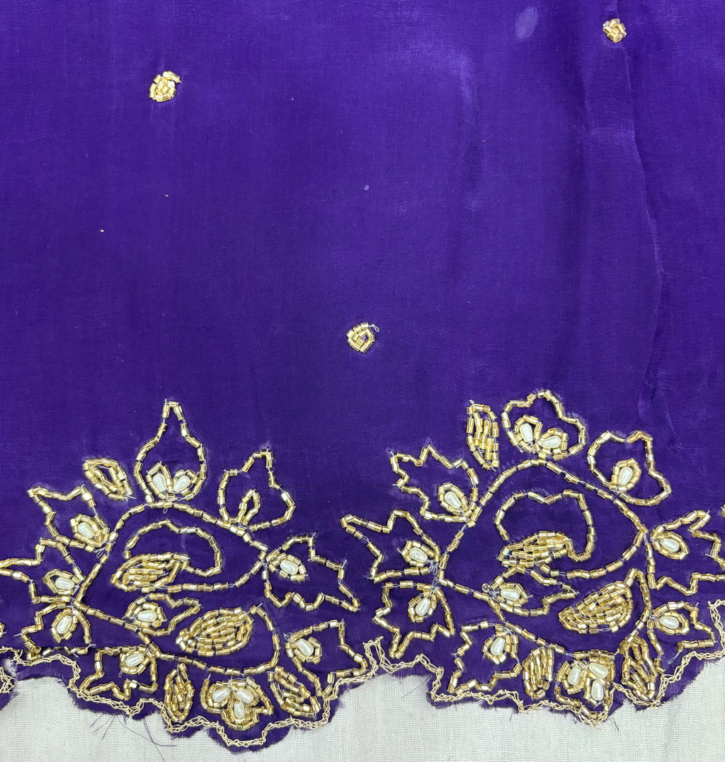 Royal Purple Zardozi Floral Glass Cloth Ladies Unstitched Suit