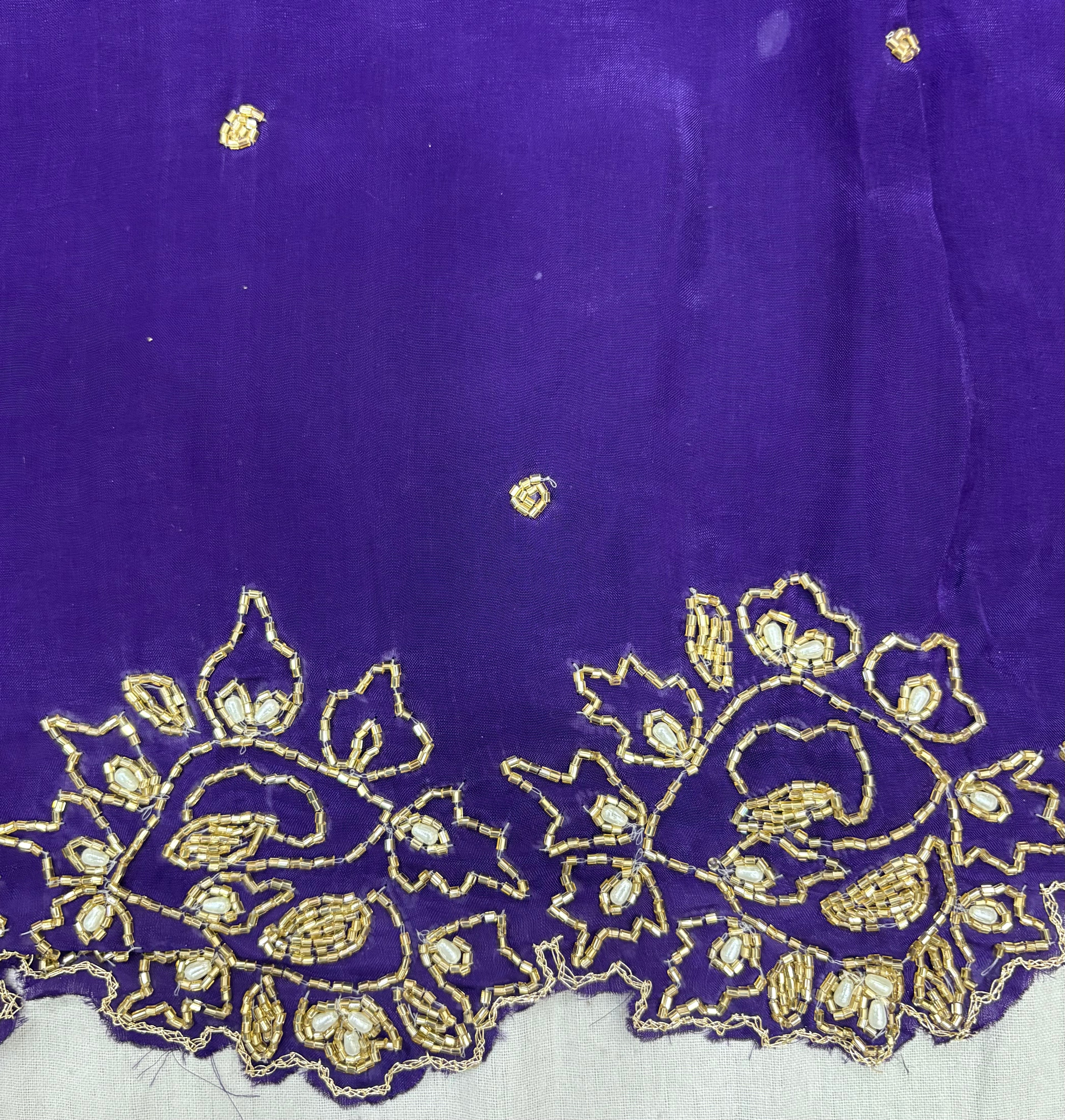 Royal Purple Zardozi Floral Glass Cloth Ladies Unstitched Suit