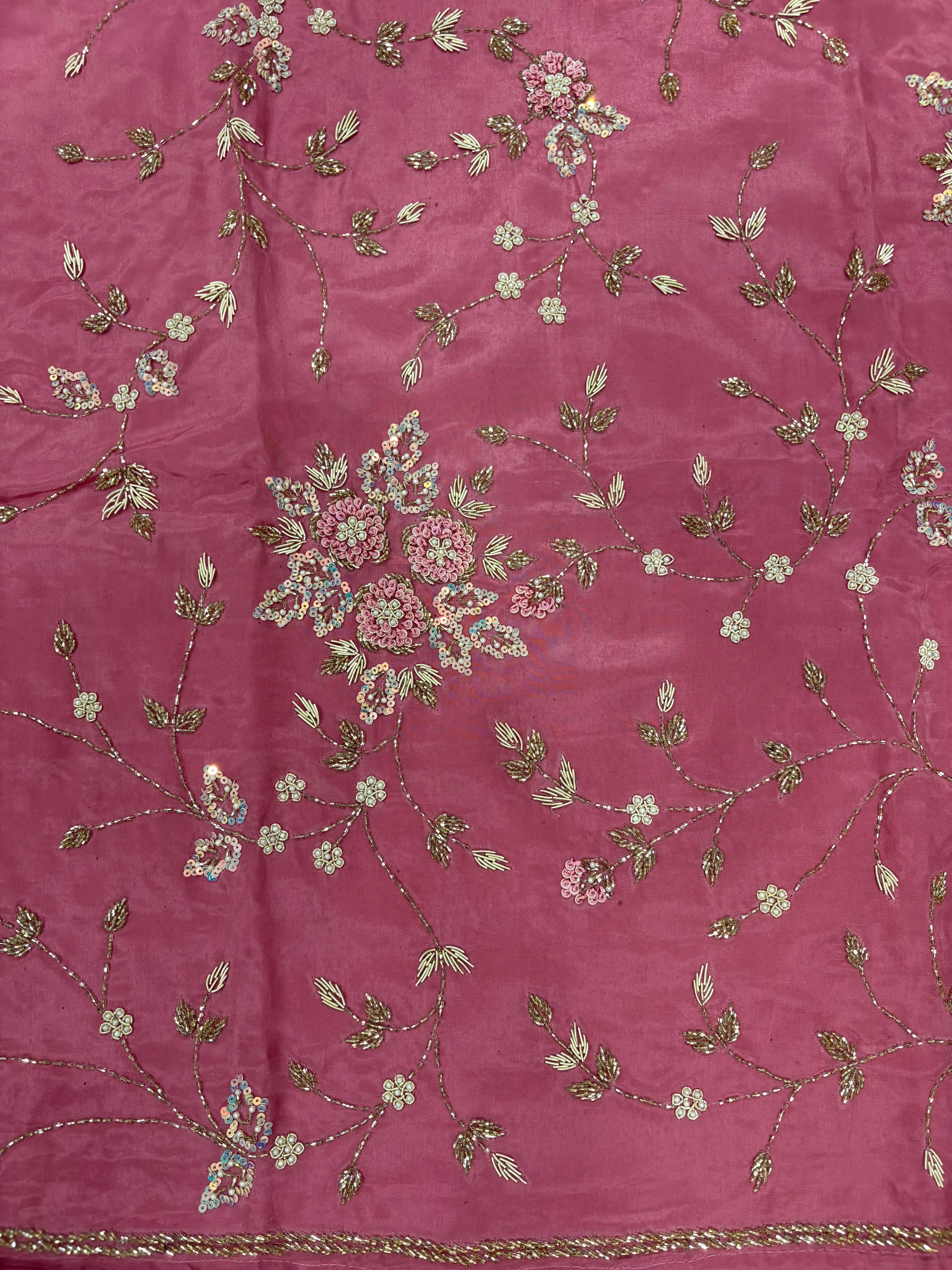 Heavy Jaal Floral Embroidered Glass Cloth Ladies Unstitched Suit