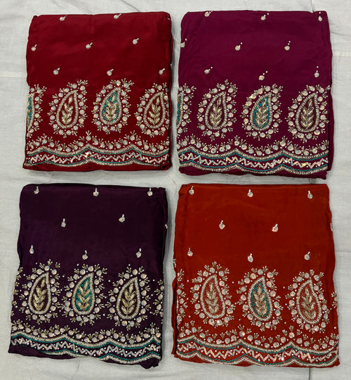 Heavy Paisley Embroidered Suit - 4 Colour Set